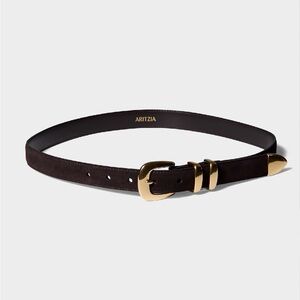 Aritzia Dark Brown Suede Belt with Gold